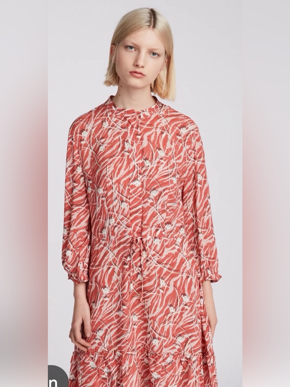 All Saints Coral-White Patterned Button-Front Shirt